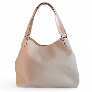 A New Day Cream Shoulder Bag Mid Midi Pebbled Tote Snap Close Bucket Handle